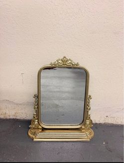 Vintage Ornate Gold Tabletop Mirror