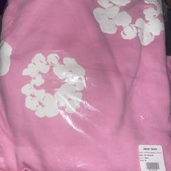 Pink denim tear hoodie 