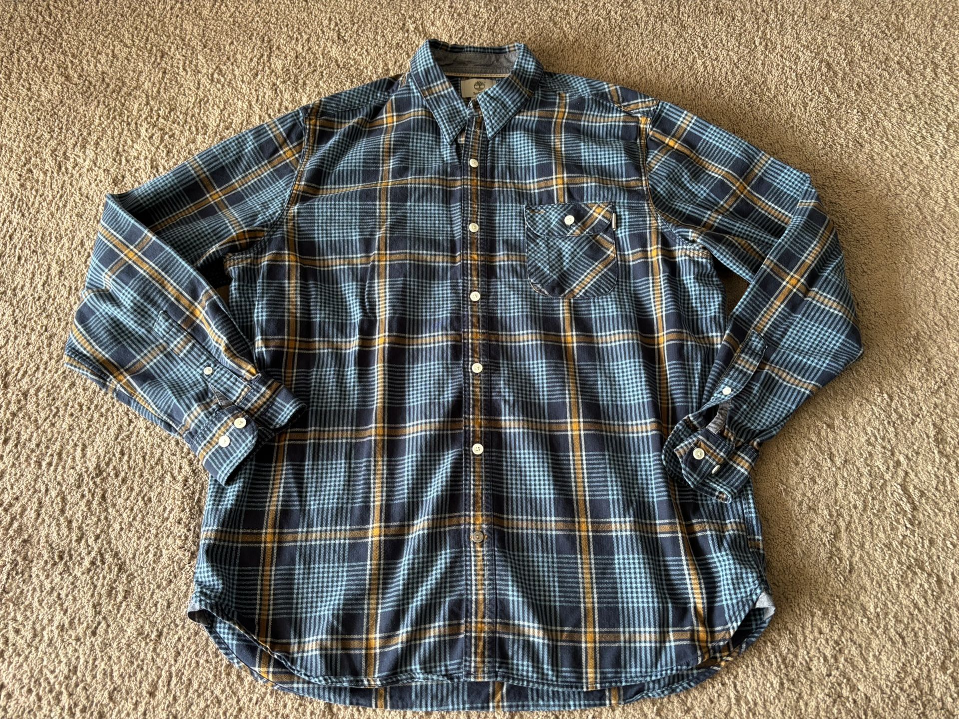 Men’s Timberland Midweight Flannel Plaid Button Up Shirt