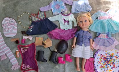 Doll clorhes accessories shoes etc $20 used condition