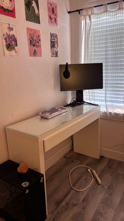 White Vanity with Glass Top