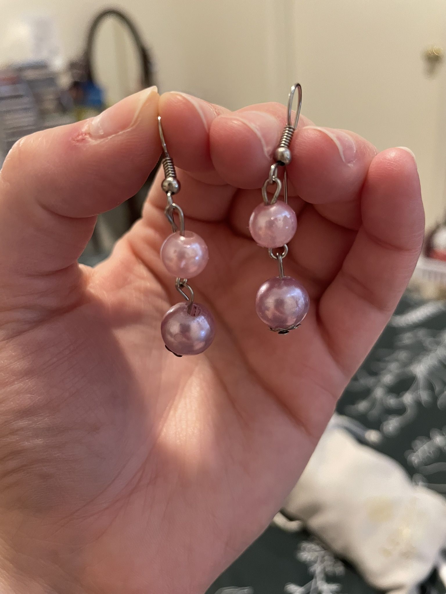 Pink And Purple Drop Earrings