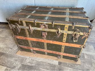 Antique 1900’s Brass & Wood Steamer Trunk