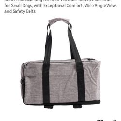 Center Console Dog Car Seat, Portable Booster Car Seat for Small Dogs, with Exceptional Comfort, Wide Angle View, and Safety Belts