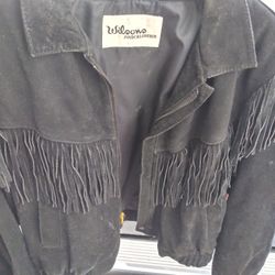 Suede Black Leather Jacket  