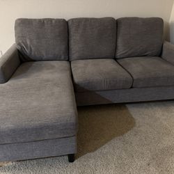 Gray Reversible Sectional Sofa – Very Good Condition