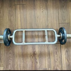 Tricep Bicep Curl Bar standard Weight With (2) Plates 5Lbs Each