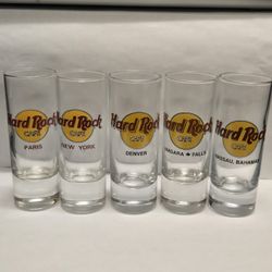 Hard Rock Cafe 5 Piece Set 4" Shot Glasses