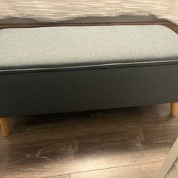 Grey Storage Bench Ottoman 