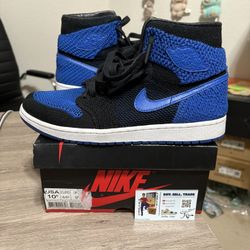 Size 10.5 - Air Jordan Retro 1 High OG Flyknit Royal Blue Black White
