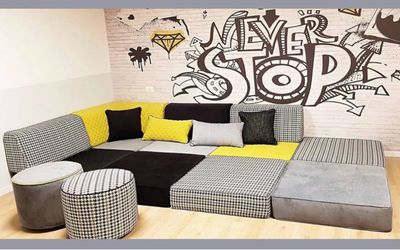 Unique Oversized Modular Sectional Sofa + Ottomans