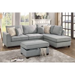 Gray Sectional Sofa With Ottoman 