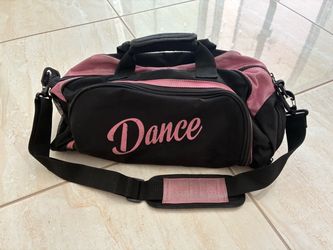 Girls Pink & Black Dance Duffle Bag / Gym Bag with Shoe Compartment