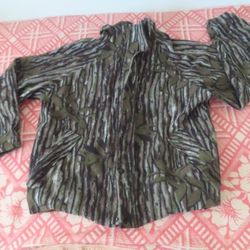 Vintage LL Bean Camo Camouflage Full Zip Fleece Long Sleeve Jacket XL Goretex