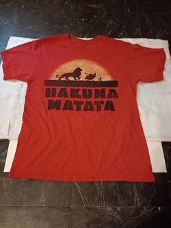Lion King Hakuna Matata Red Graphic T-Shirt Size M Girls