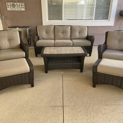 Outdoor patio seating set.