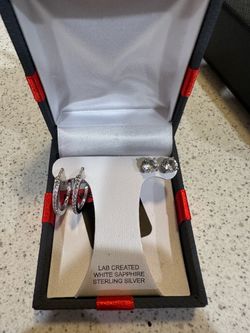 Sapphire/sterling silver earrings