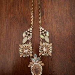 Pink and Silver Costume Necklace