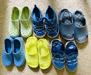 6 Pack: Boy’s Size 12 Casual Slip-On & Velcro Shoes (Sandals & Crocs)