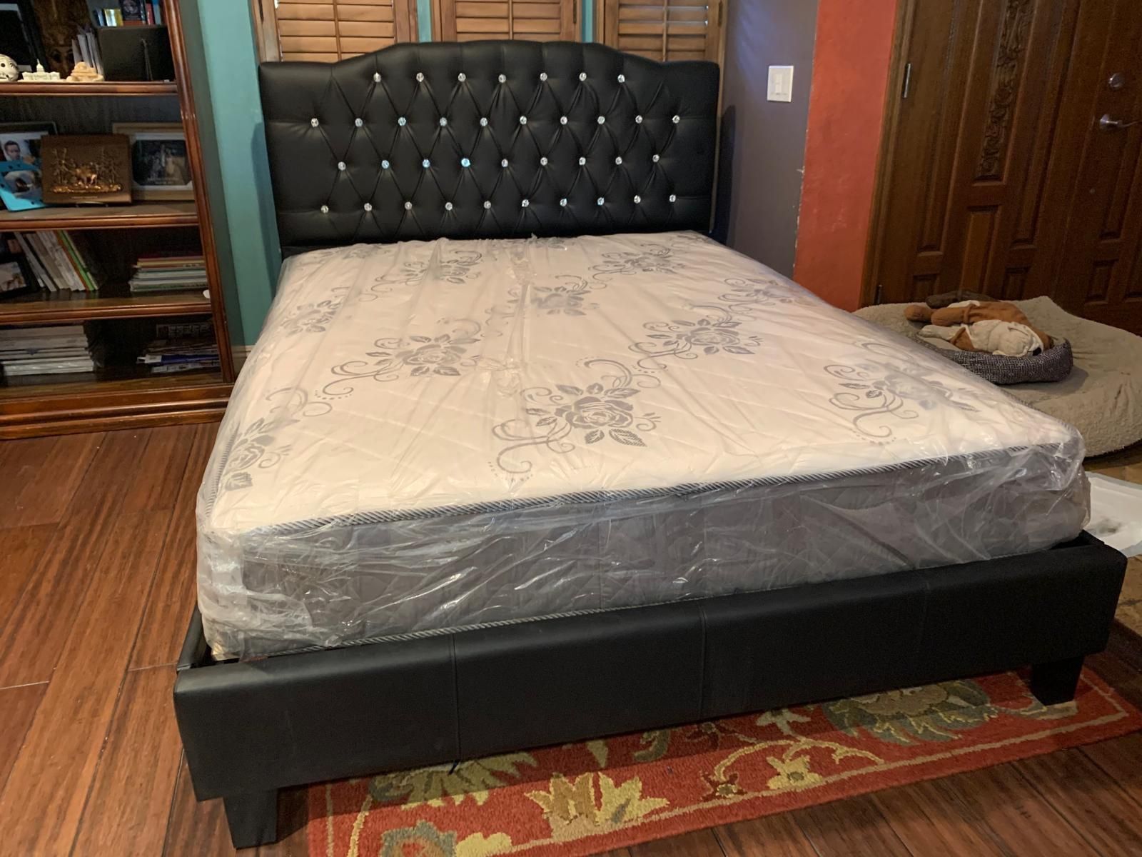 Full Leatherette Bed With Orthopedic Supreme Mattress Included 