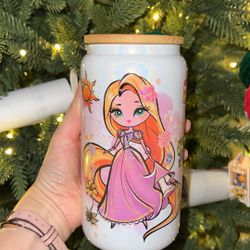 Princess Rapunzel Glass Cup