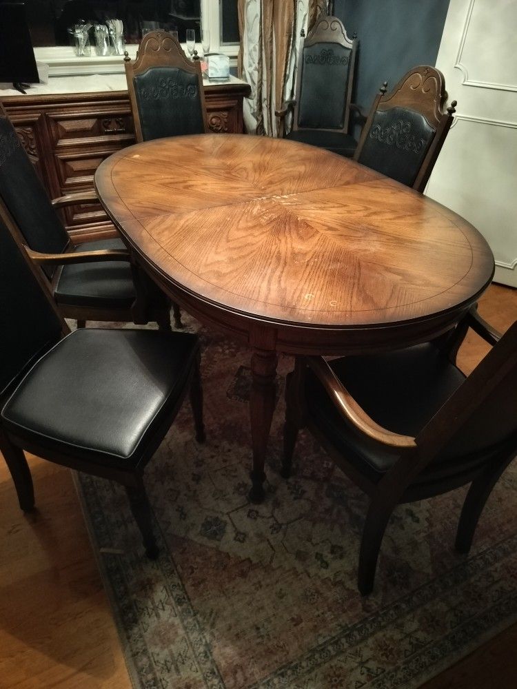 Free Wooden Dining Room Table With Six Upholstered Chairs.