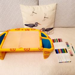 Children's Lap Desk With Tray And Side Pockets And Art Supplies