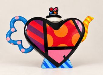 Romero Britto Heart-Shaped Ceramic Teapot