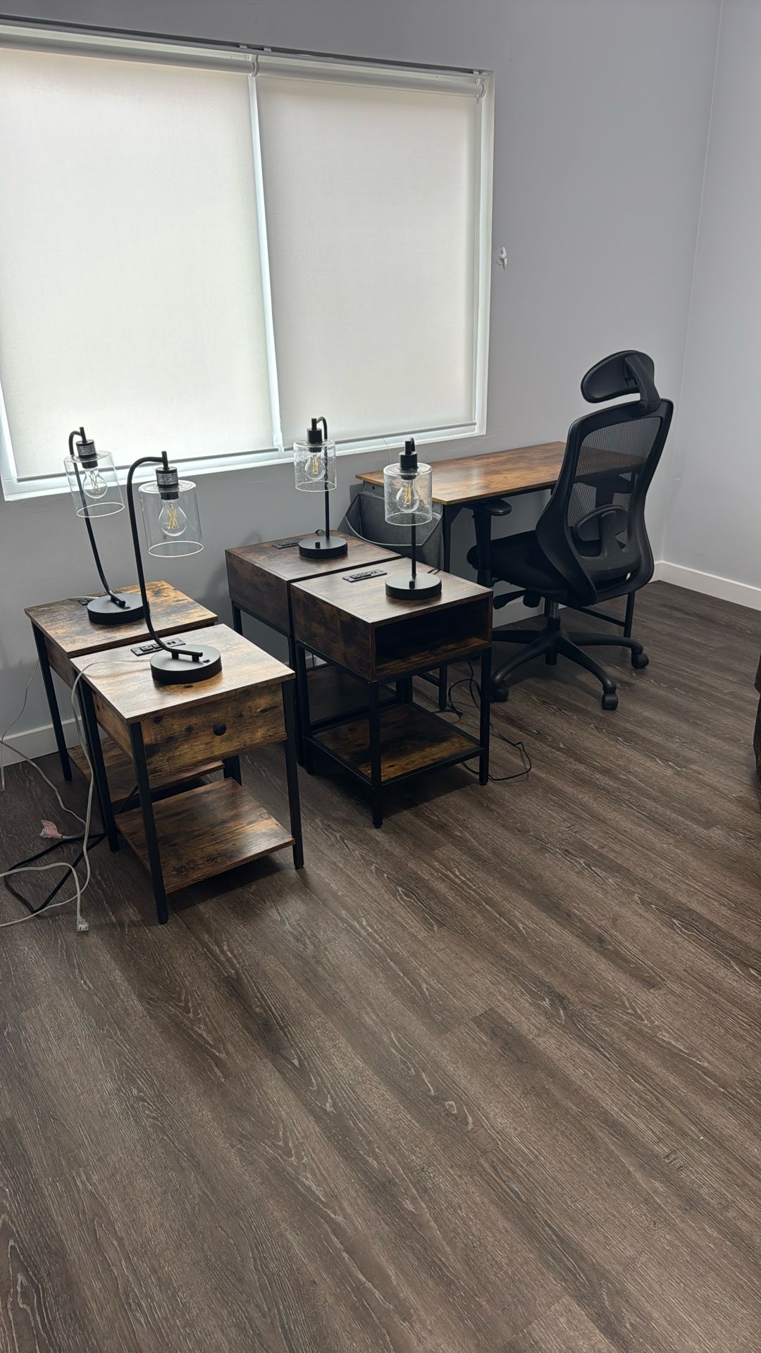 6 Night Stands. 4 Lamps. Computer Desk. Office Chair
