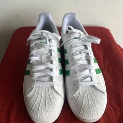 Adidas Originals Superstar - Size 11.5 Men`s Casual Shoe White Green