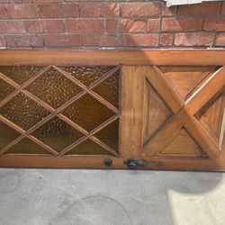 Vintage Solid wooden door W/Amber glass