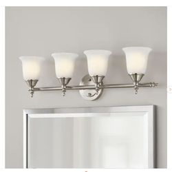 Hampton Bay Olgelthorpe 29.8 in. 4-Light Brushed Nickel Bathroom Vanity Light Fixture
