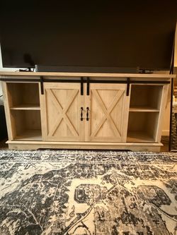 Farmhouse TV Stand with Sliding Barn Doors