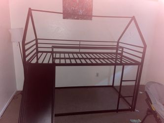 Twin bunk bed with slide $100