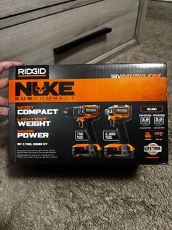 Ridgid 18V NUKE SubCompact Brushless Cordless 2-Tool Combo Kit with Drill/Driver, Impact Driver, (2) Batteries & Charger