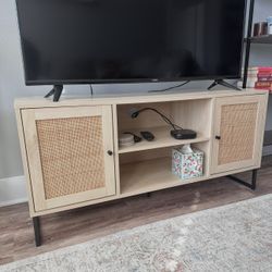 Nathan James Mina Modern TV Stand (Natural Oak + Black) 