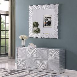 Silver Console And Mirror