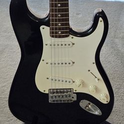 Fender Squire Affinity Black Stratocaster Guitar, Strap, Cable, Picks