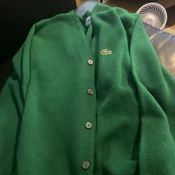 Vintage 1970’s Green Izod Lacoste Button Up Cardigan