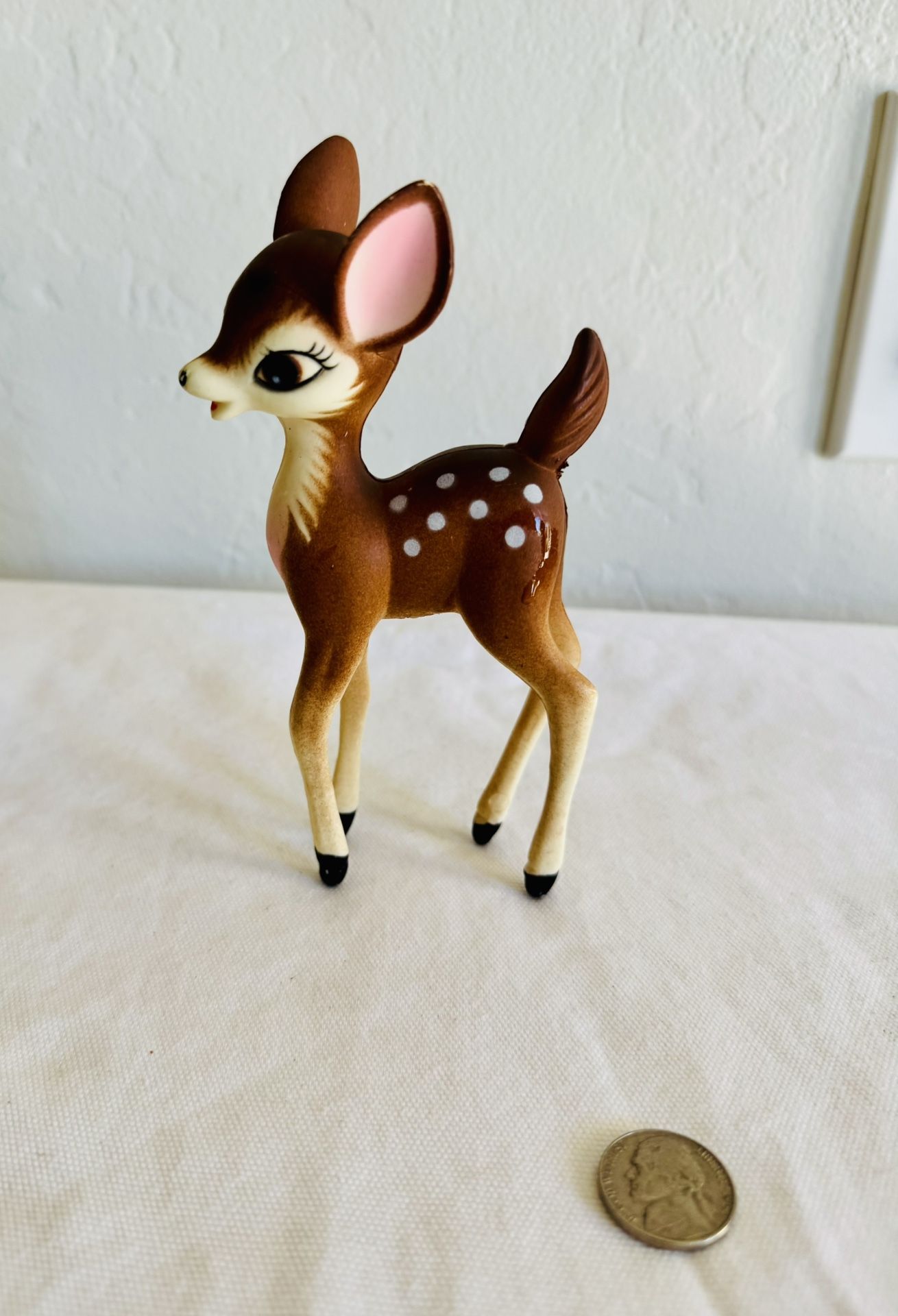 Vintage Celluloid Plastic Rare Deer Fawn Christmas Reindeer Bambi Figurine
