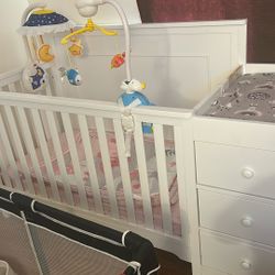 Crib And Mattress , Including The Toys 