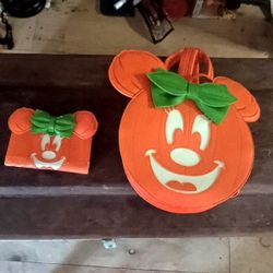 Minnie Pumpkin Backpack And Matching Wallet