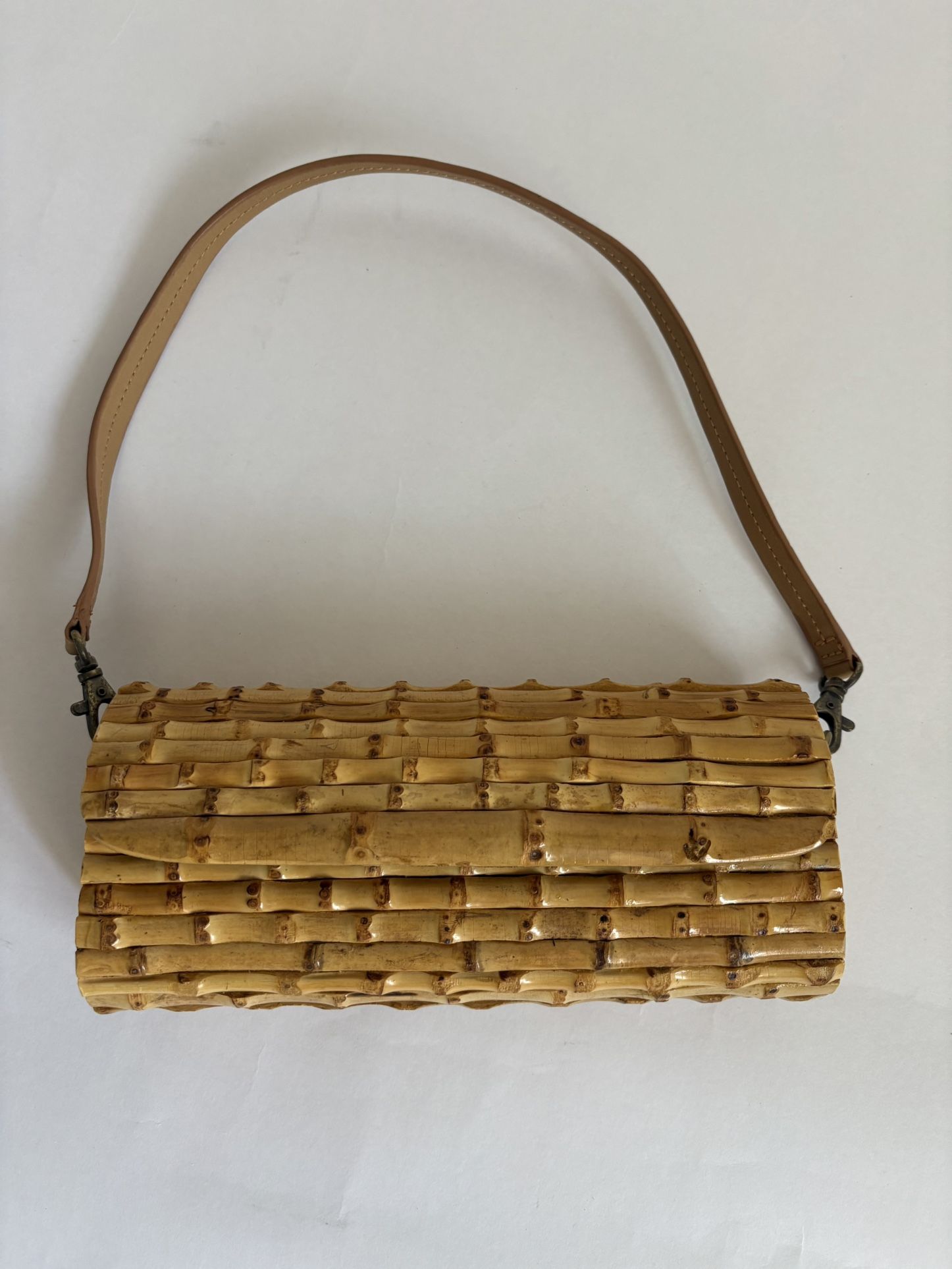 Vintage Bamboo Shoulder Clutch Bag β Tropical Chic β $22