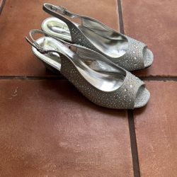 Silver Sparkly Wedding Shoes Worn Once 7.5
