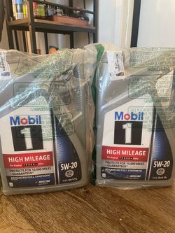 (2) Mobil 1 High Mileage Full Synthetic Motor Oil 5W-20, 5 quart