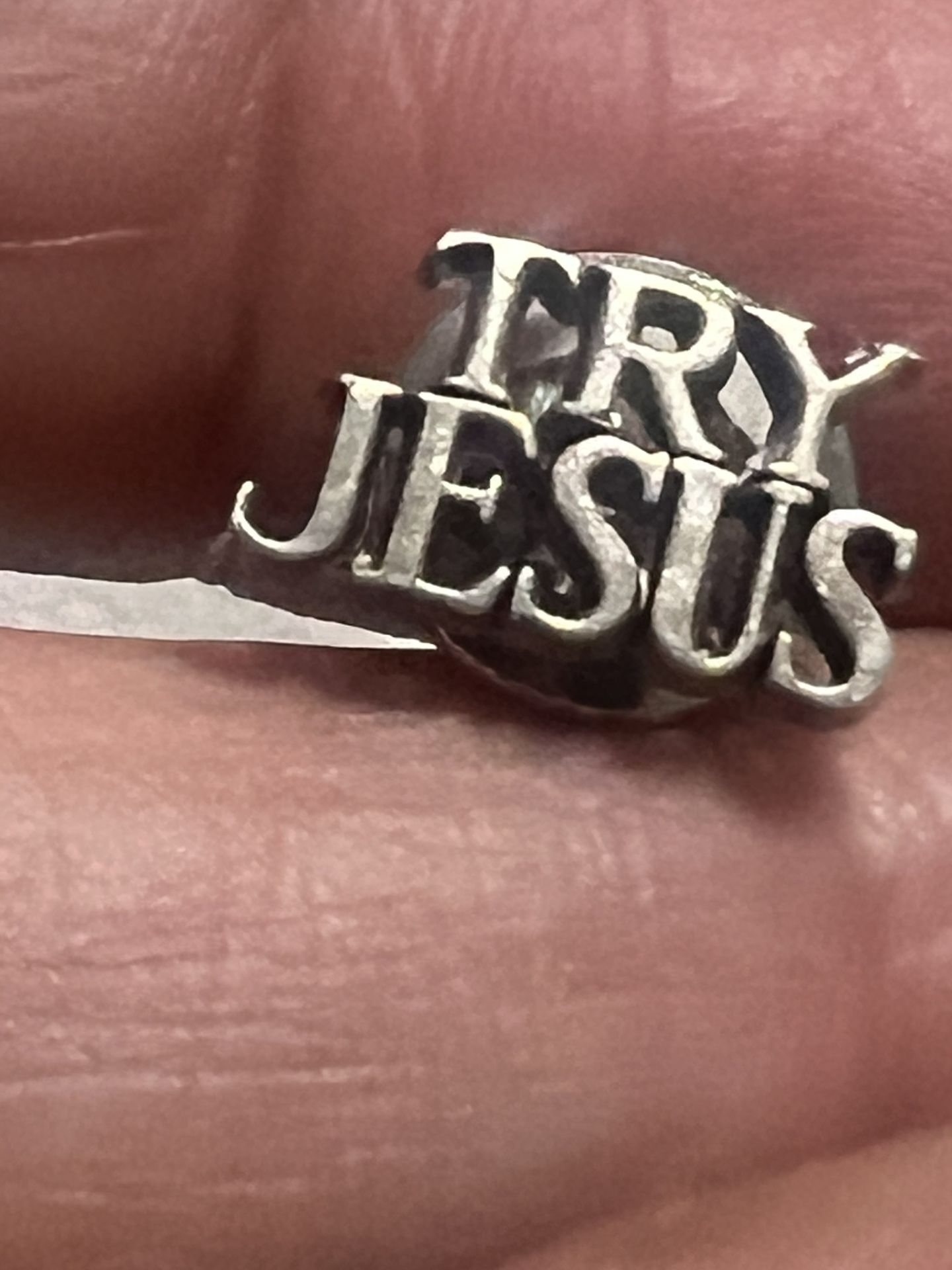 Tiffany &Co Sterling Silver Try Jesus Pin - thefunkyskunk.ie