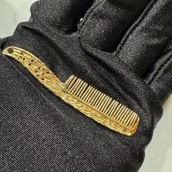 14k yellow gold diamond “IA” comb pendant charm