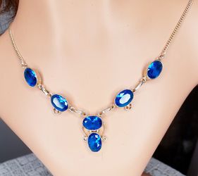 Dark blue topaz and sterling silver necklace