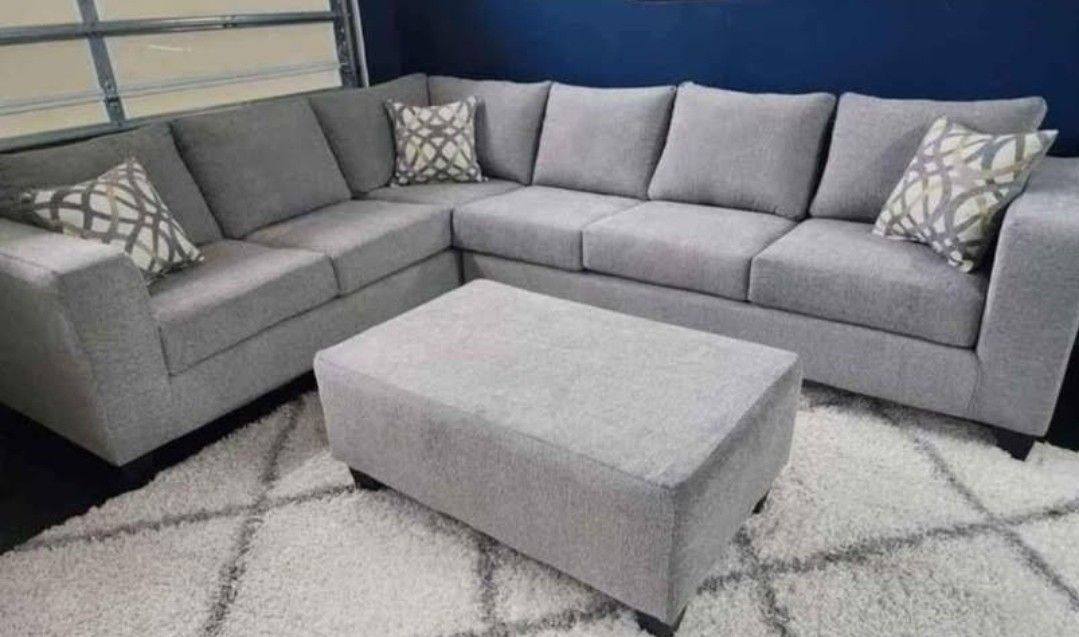 Brand New Artisan 2pc Full Length Heather Grey Sectionals