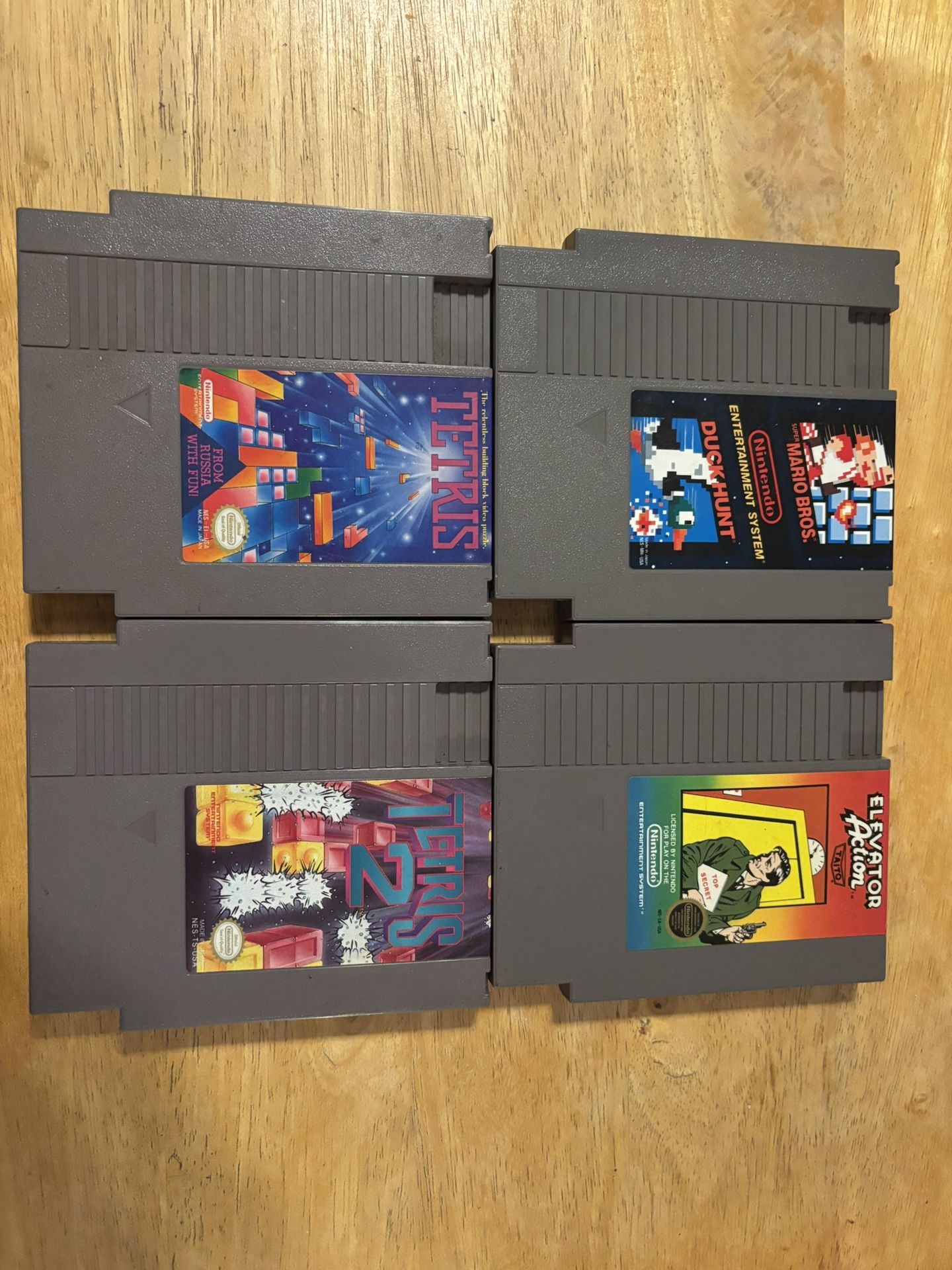 NES Game Cartridge Bundle – Tetris, Tetris 2, Elevator Action, Mario Bros/Duck Hunt